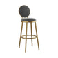 Nordic Armless Backrest Counter Stool Iron Kitchen Bar Stool with Velvet Cushion and Pedal Gray 1 Piece Clearhalo 'Bar Furniture' 'Bar Stools' 'bar_stools' 'furn' 'furn_bar_stools' 'Furniture' 'furniture_bar_stools' 'Kitchen & Dining Furniture' 4910441