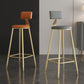 Nordic Armless Backrest Counter Stool Steel Cafe Bar Stool with Velvet Cushion and Pedal Clearhalo 'Bar Furniture' 'Bar Stools' 'bar_stools' 'furn' 'furn_bar_stools' 'Furniture' 'furniture_bar_stools' 'Kitchen & Dining Furniture' 4910469