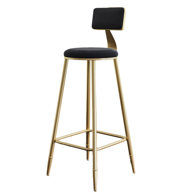 Nordic Armless Backrest Counter Stool Steel Cafe Bar Stool with Velvet Cushion and Pedal Black 1 Piece Clearhalo 'Bar Furniture' 'Bar Stools' 'bar_stools' 'furn' 'furn_bar_stools' 'Furniture' 'furniture_bar_stools' 'Kitchen & Dining Furniture' 4910470