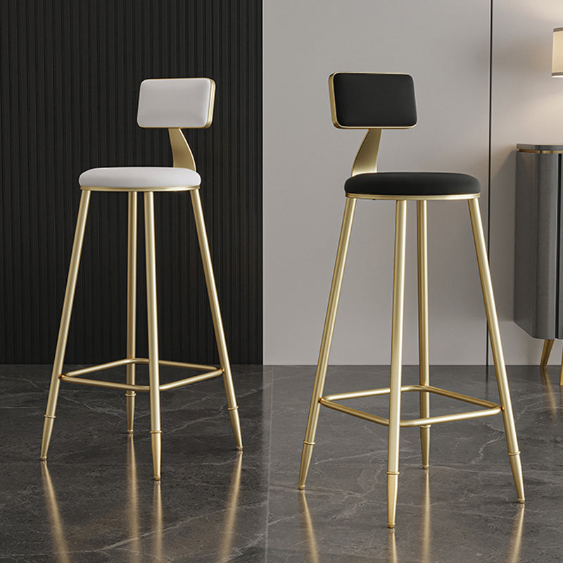 Nordic Armless Backrest Counter Stool Steel Cafe Bar Stool with Velvet Cushion and Pedal Clearhalo 'Bar Furniture' 'Bar Stools' 'bar_stools' 'furn' 'furn_bar_stools' 'Furniture' 'furniture_bar_stools' 'Kitchen & Dining Furniture' 4910473