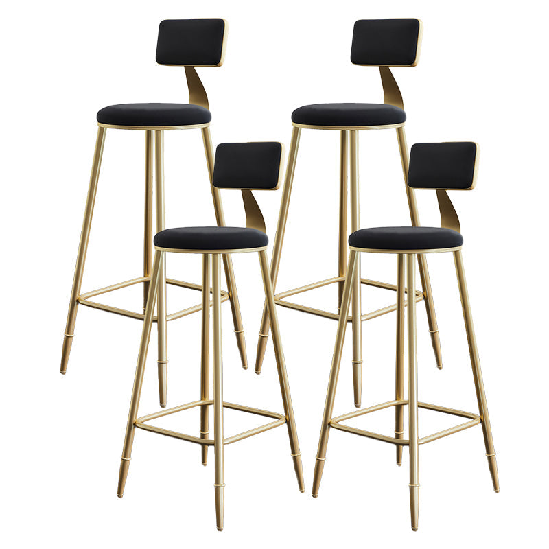 Nordic Armless Backrest Counter Stool Steel Cafe Bar Stool with Velvet Cushion and Pedal Black 4 Piece Set Clearhalo 'Bar Furniture' 'Bar Stools' 'bar_stools' 'furn' 'furn_bar_stools' 'Furniture' 'furniture_bar_stools' 'Kitchen & Dining Furniture' 4910474