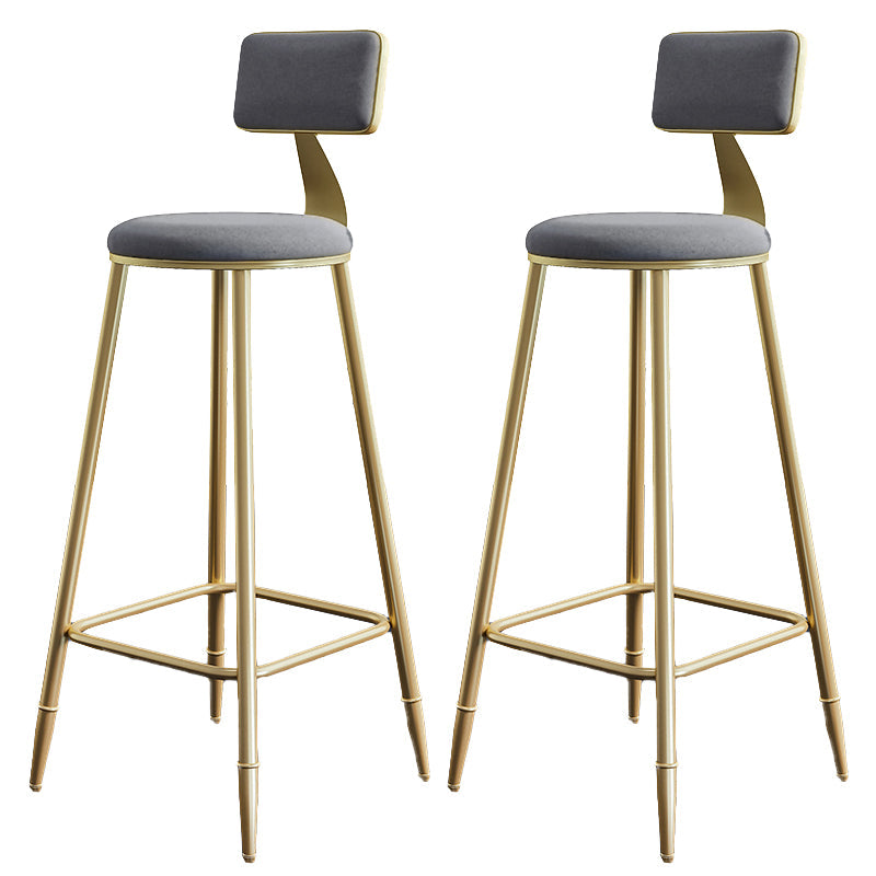Nordic Armless Backrest Counter Stool Steel Cafe Bar Stool with Velvet Cushion and Pedal Gray 2 Piece Set Clearhalo 'Bar Furniture' 'Bar Stools' 'bar_stools' 'furn' 'furn_bar_stools' 'Furniture' 'furniture_bar_stools' 'Kitchen & Dining Furniture' 4910478