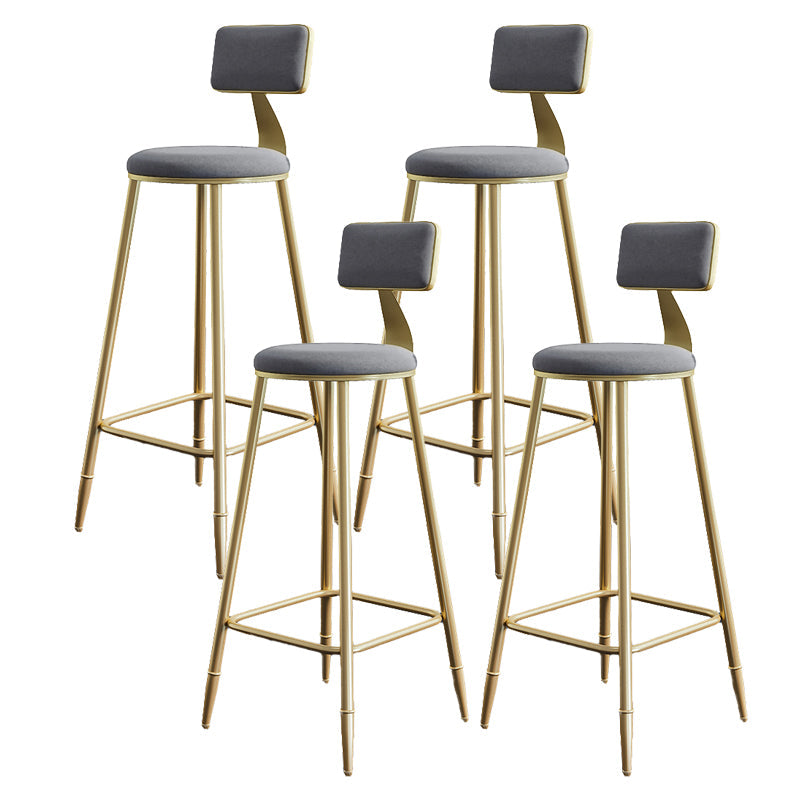 Nordic Armless Backrest Counter Stool Steel Cafe Bar Stool with Velvet Cushion and Pedal Gray 4 Piece Set Clearhalo 'Bar Furniture' 'Bar Stools' 'bar_stools' 'furn' 'furn_bar_stools' 'Furniture' 'furniture_bar_stools' 'Kitchen & Dining Furniture' 4910480