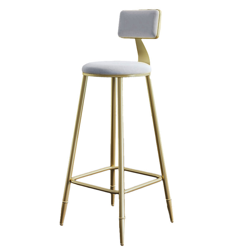 Nordic Armless Backrest Counter Stool Steel Cafe Bar Stool with Velvet Cushion and Pedal White 1 Piece Clearhalo 'Bar Furniture' 'Bar Stools' 'bar_stools' 'furn' 'furn_bar_stools' 'Furniture' 'furniture_bar_stools' 'Kitchen & Dining Furniture' 4910482