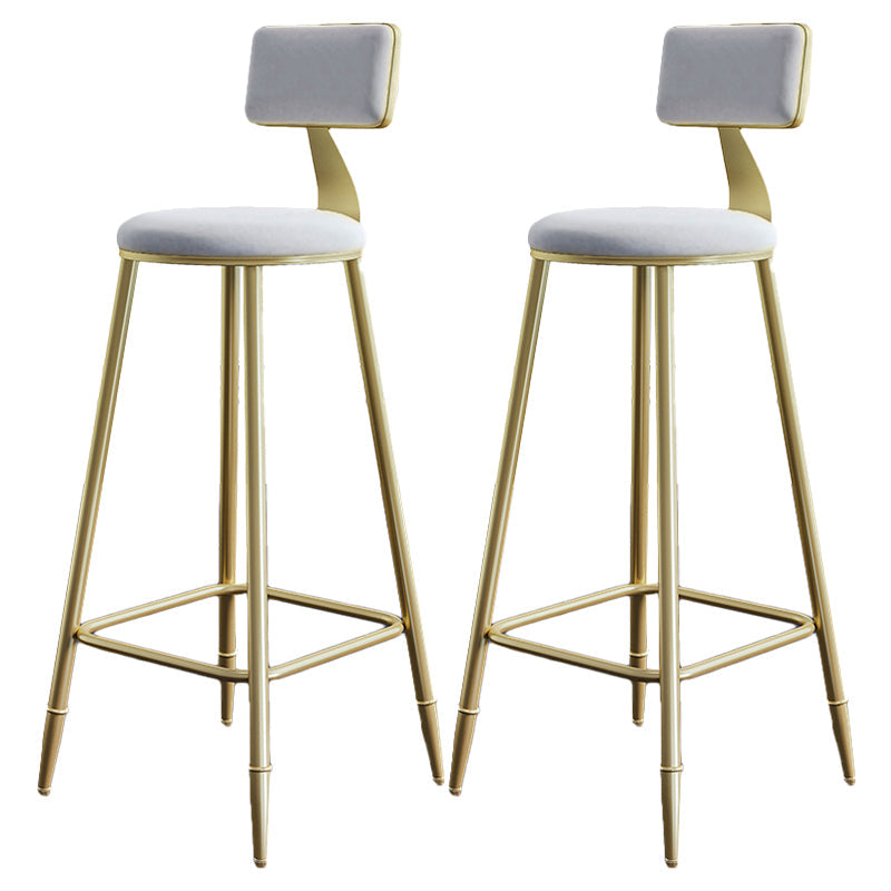 Nordic Armless Backrest Counter Stool Steel Cafe Bar Stool with Velvet Cushion and Pedal White 2 Piece Set Clearhalo 'Bar Furniture' 'Bar Stools' 'bar_stools' 'furn' 'furn_bar_stools' 'Furniture' 'furniture_bar_stools' 'Kitchen & Dining Furniture' 4910483