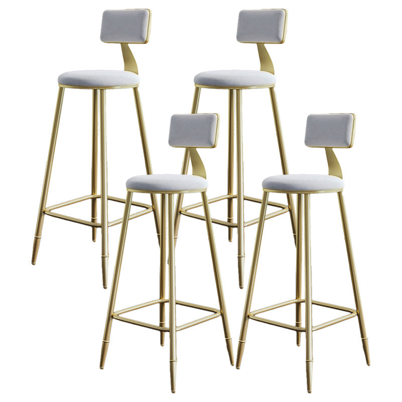 Nordic Armless Backrest Counter Stool Steel Cafe Bar Stool with Velvet Cushion and Pedal White 4 Piece Set Clearhalo 'Bar Furniture' 'Bar Stools' 'bar_stools' 'furn' 'furn_bar_stools' 'Furniture' 'furniture_bar_stools' 'Kitchen & Dining Furniture' 4910486