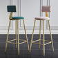 Nordic Armless Backrest Counter Stool Steel Cafe Bar Stool with Velvet Cushion and Pedal Clearhalo 'Bar Furniture' 'Bar Stools' 'bar_stools' 'furn' 'furn_bar_stools' 'Furniture' 'furniture_bar_stools' 'Kitchen & Dining Furniture' 4910493