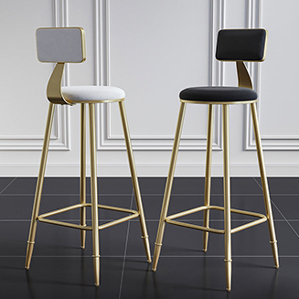 Nordic Armless Backrest Counter Stool Steel Cafe Bar Stool with Velvet Cushion and Pedal Clearhalo 'Bar Furniture' 'Bar Stools' 'bar_stools' 'furn' 'furn_bar_stools' 'Furniture' 'furniture_bar_stools' 'Kitchen & Dining Furniture' 4910496