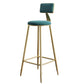 Nordic Armless Backrest Counter Stool Steel Cafe Bar Stool with Velvet Cushion and Pedal Green 1 Piece Clearhalo 'Bar Furniture' 'Bar Stools' 'bar_stools' 'furn' 'furn_bar_stools' 'Furniture' 'furniture_bar_stools' 'Kitchen & Dining Furniture' 4910502