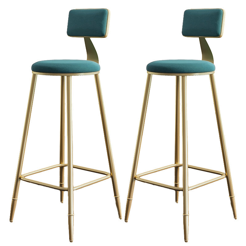 Nordic Armless Backrest Counter Stool Steel Cafe Bar Stool with Velvet Cushion and Pedal Green 2 Piece Set Clearhalo 'Bar Furniture' 'Bar Stools' 'bar_stools' 'furn' 'furn_bar_stools' 'Furniture' 'furniture_bar_stools' 'Kitchen & Dining Furniture' 4910503