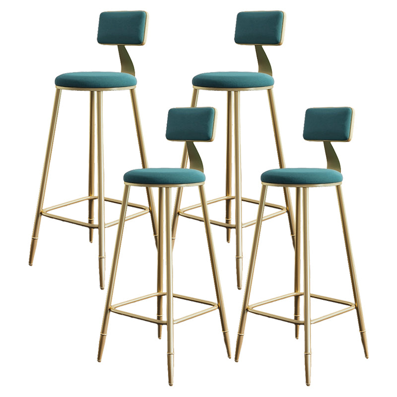 Nordic Armless Backrest Counter Stool Steel Cafe Bar Stool with Velvet Cushion and Pedal Green 4 Piece Set Clearhalo 'Bar Furniture' 'Bar Stools' 'bar_stools' 'furn' 'furn_bar_stools' 'Furniture' 'furniture_bar_stools' 'Kitchen & Dining Furniture' 4910504