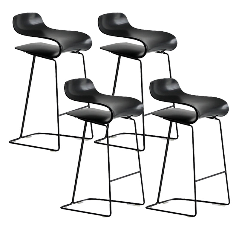 Scandinavian Matte Finish Plastic Barstool Footrest Coffee Shop Stool Black Set of 4 Counter Stool(26"H) Clearhalo 'Bar Furniture' 'Bar Stools' 'bar_stools' 'Furniture' 'furniture_bar_stools' 'Kitchen & Dining Furniture' 4910512