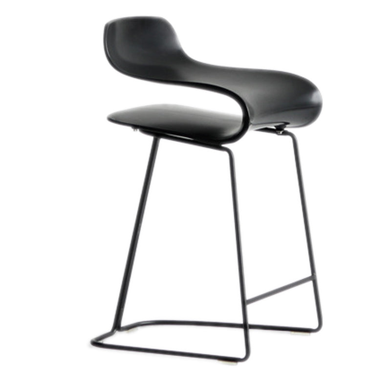 Scandinavian Matte Finish Plastic Barstool Footrest Coffee Shop Stool Black 1 Piece Short Stool(22"H) Clearhalo 'Bar Furniture' 'Bar Stools' 'bar_stools' 'Furniture' 'furniture_bar_stools' 'Kitchen & Dining Furniture' 4910514