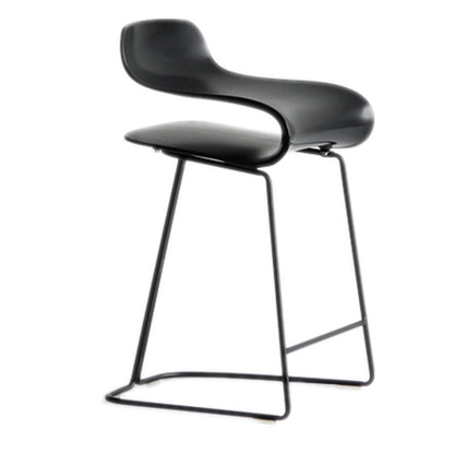 Scandinavian Matte Finish Plastic Barstool Footrest Coffee Shop Stool Black 1 Piece Short Stool(22"H) Clearhalo 'Bar Furniture' 'Bar Stools' 'bar_stools' 'Furniture' 'furniture_bar_stools' 'Kitchen & Dining Furniture' 4910514