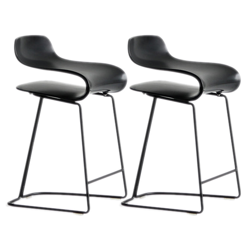 Scandinavian Matte Finish Plastic Barstool Footrest Coffee Shop Stool Black Set of 2 Short Stool(22"H) Clearhalo 'Bar Furniture' 'Bar Stools' 'bar_stools' 'Furniture' 'furniture_bar_stools' 'Kitchen & Dining Furniture' 4910515