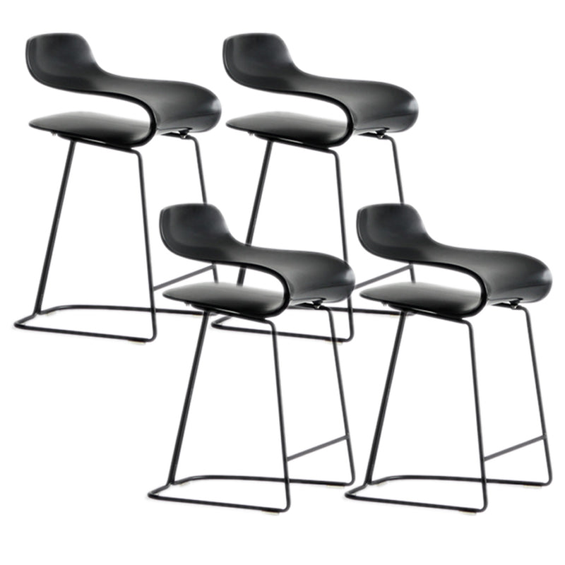 Scandinavian Matte Finish Plastic Barstool Footrest Coffee Shop Stool Black Set of 4 Short Stool(22"H) Clearhalo 'Bar Furniture' 'Bar Stools' 'bar_stools' 'Furniture' 'furniture_bar_stools' 'Kitchen & Dining Furniture' 4910517