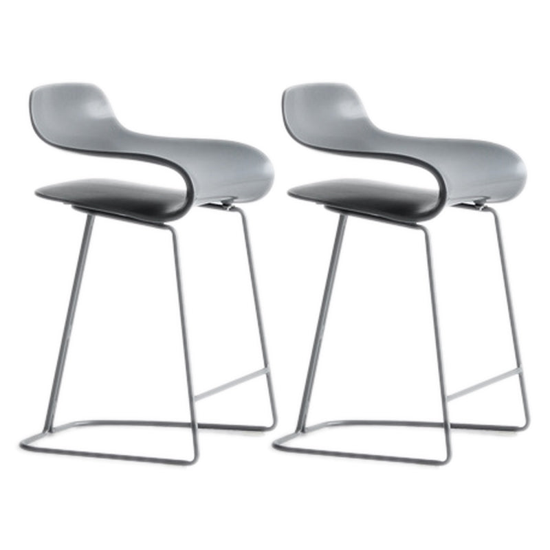 Scandinavian Matte Finish Plastic Barstool Footrest Coffee Shop Stool Grey Set of 2 Short Stool(22"H) Clearhalo 'Bar Furniture' 'Bar Stools' 'bar_stools' 'Furniture' 'furniture_bar_stools' 'Kitchen & Dining Furniture' 4910522