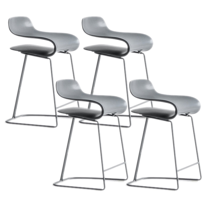 Scandinavian Matte Finish Plastic Barstool Footrest Coffee Shop Stool Grey Set of 4 Short Stool(22"H) Clearhalo 'Bar Furniture' 'Bar Stools' 'bar_stools' 'Furniture' 'furniture_bar_stools' 'Kitchen & Dining Furniture' 4910523
