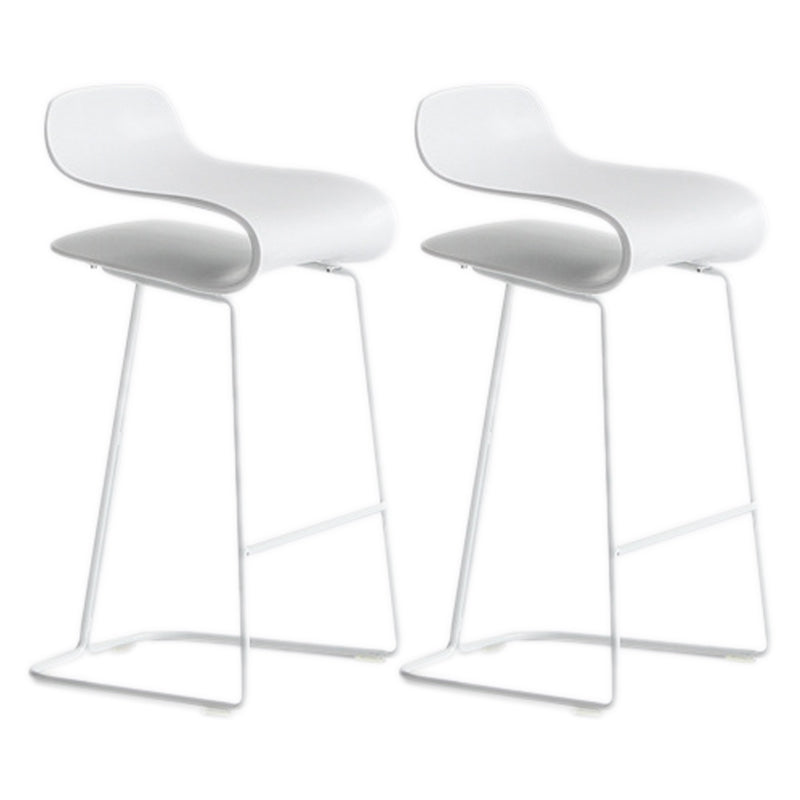 Scandinavian Matte Finish Plastic Barstool Footrest Coffee Shop Stool White Set of 2 Counter Stool(26"H) Clearhalo 'Bar Furniture' 'Bar Stools' 'bar_stools' 'Furniture' 'furniture_bar_stools' 'Kitchen & Dining Furniture' 4910528