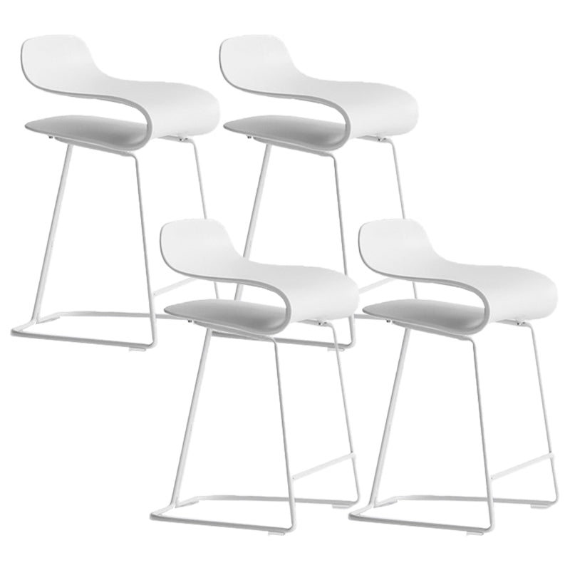 Scandinavian Matte Finish Plastic Barstool Footrest Coffee Shop Stool White Set of 4 Short Stool(22"H) Clearhalo 'Bar Furniture' 'Bar Stools' 'bar_stools' 'Furniture' 'furniture_bar_stools' 'Kitchen & Dining Furniture' 4910533