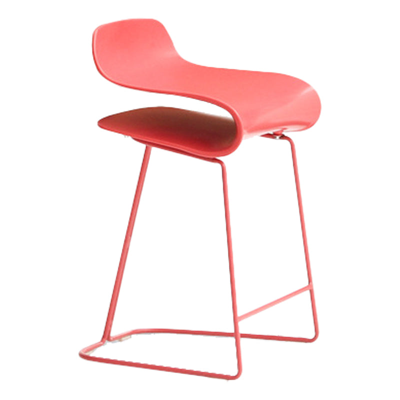 Scandinavian Matte Finish Plastic Barstool Footrest Coffee Shop Stool Red 1 Piece Short Stool(22"H) Clearhalo 'Bar Furniture' 'Bar Stools' 'bar_stools' 'Furniture' 'furniture_bar_stools' 'Kitchen & Dining Furniture' 4910534