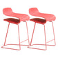 Scandinavian Matte Finish Plastic Barstool Footrest Coffee Shop Stool Red Set of 2 Short Stool(22"H) Clearhalo 'Bar Furniture' 'Bar Stools' 'bar_stools' 'Furniture' 'furniture_bar_stools' 'Kitchen & Dining Furniture' 4910535