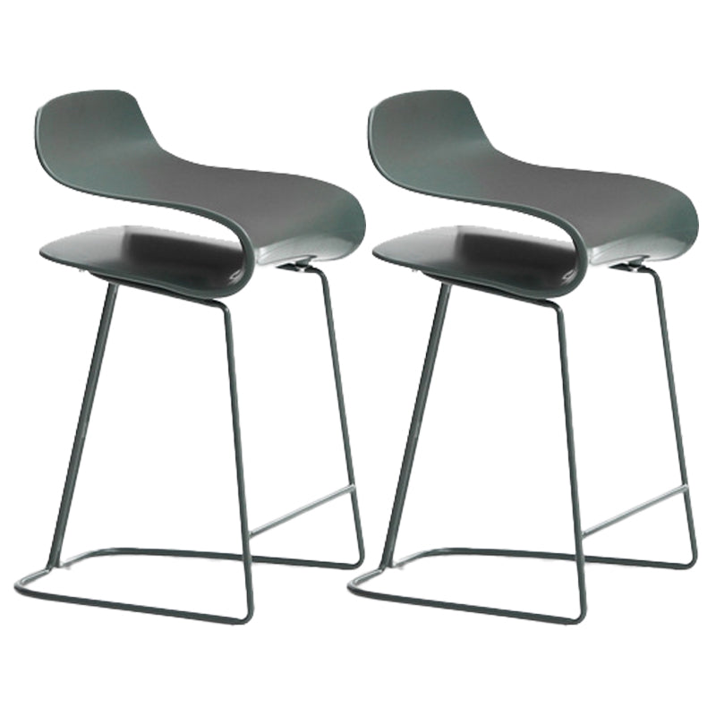 Scandinavian Matte Finish Plastic Barstool Footrest Coffee Shop Stool Green Set of 2 Short Stool(22"H) Clearhalo 'Bar Furniture' 'Bar Stools' 'bar_stools' 'Furniture' 'furniture_bar_stools' 'Kitchen & Dining Furniture' 4910541