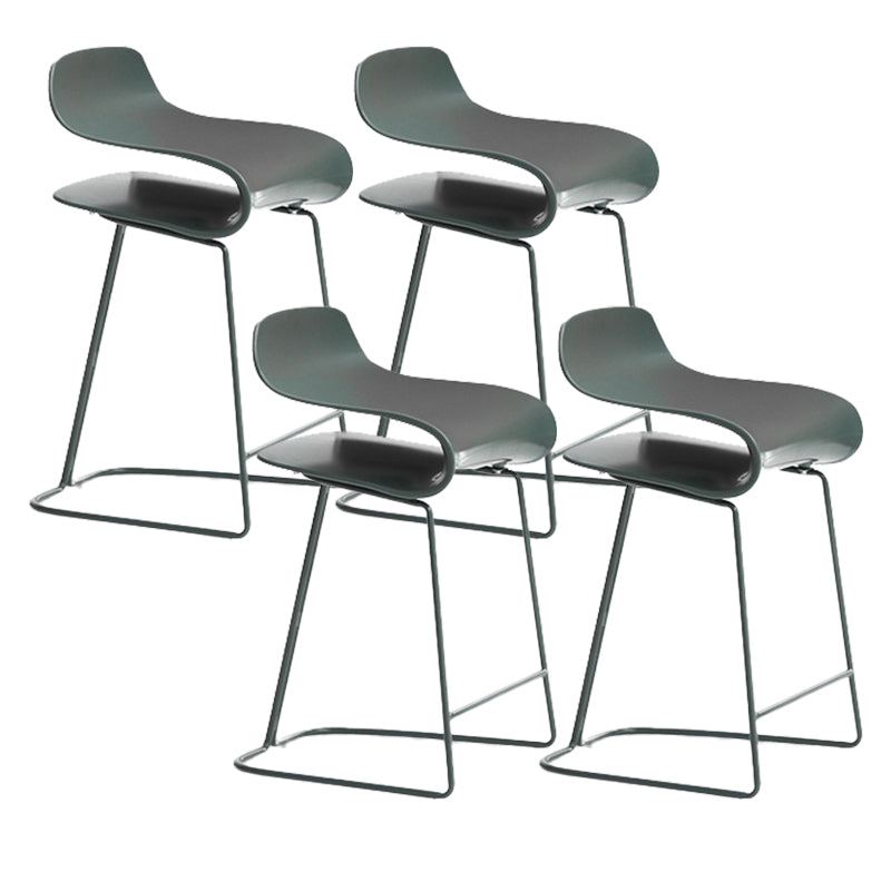 Scandinavian Matte Finish Plastic Barstool Footrest Coffee Shop Stool Green Set of 4 Short Stool(22"H) Clearhalo 'Bar Furniture' 'Bar Stools' 'bar_stools' 'Furniture' 'furniture_bar_stools' 'Kitchen & Dining Furniture' 4910542