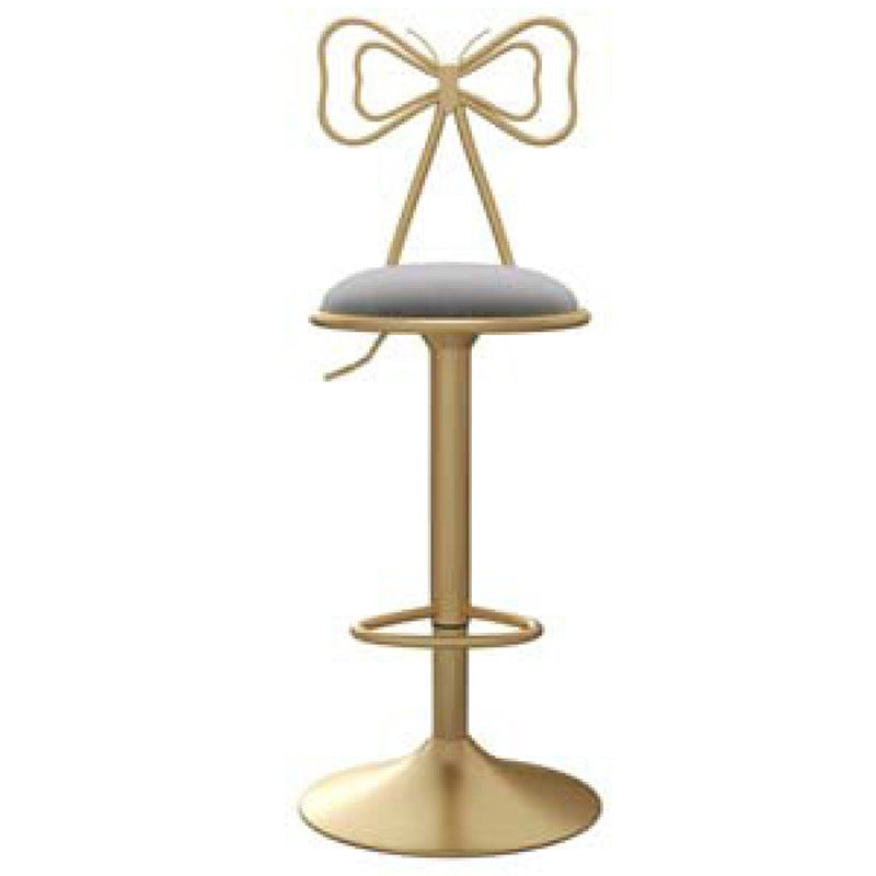 Glam Adjustable Swivel Barstool Matte Finish Velvet Home Stool Light Gray 1 Piece Clearhalo 'Bar Furniture' 'Bar Stools' 'bar_stools' 'furn' 'furn_bar_stools' 'Furniture' 'furniture_bar_stools' 'Kitchen & Dining Furniture' 4910604