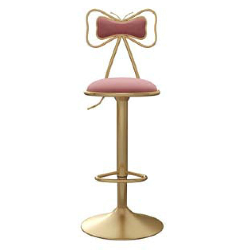 Glam Adjustable Swivel Barstool Matte Finish Velvet Home Stool Pink 1 Piece Clearhalo 'Bar Furniture' 'Bar Stools' 'bar_stools' 'furn' 'furn_bar_stools' 'Furniture' 'furniture_bar_stools' 'Kitchen & Dining Furniture' 4910605