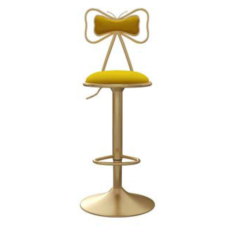 Glam Adjustable Swivel Barstool Matte Finish Velvet Home Stool Yellow 1 Piece Clearhalo 'Bar Furniture' 'Bar Stools' 'bar_stools' 'furn' 'furn_bar_stools' 'Furniture' 'furniture_bar_stools' 'Kitchen & Dining Furniture' 4910607