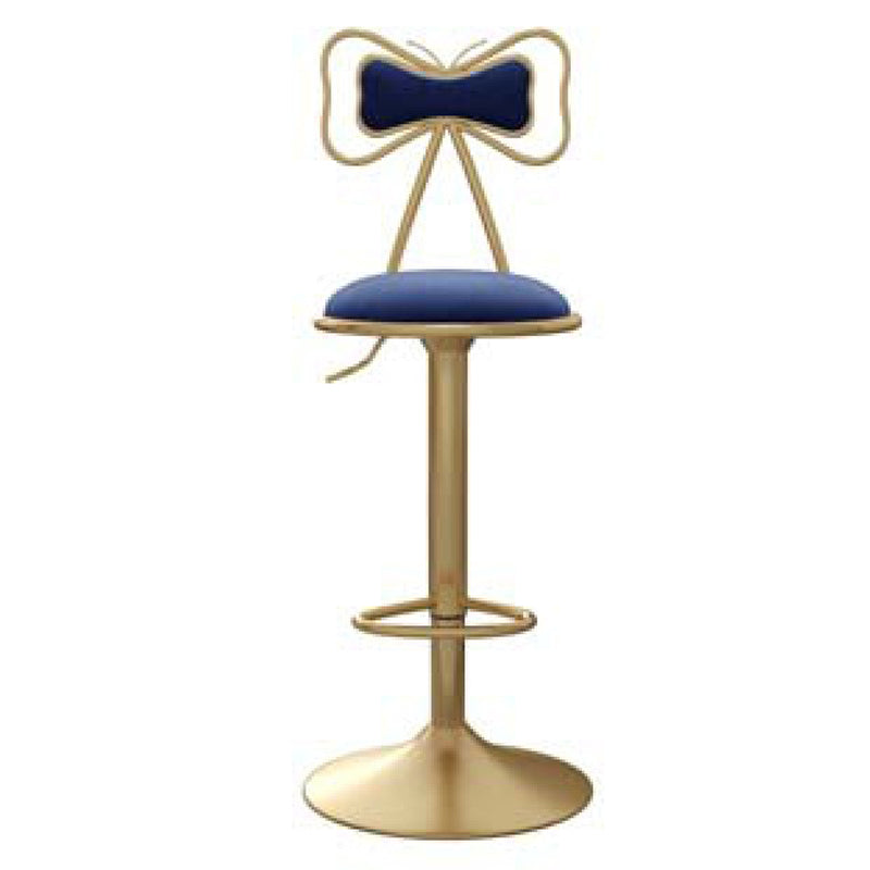 Glam Adjustable Swivel Barstool Matte Finish Velvet Home Stool Blue 1 Piece Clearhalo 'Bar Furniture' 'Bar Stools' 'bar_stools' 'furn' 'furn_bar_stools' 'Furniture' 'furniture_bar_stools' 'Kitchen & Dining Furniture' 4910609