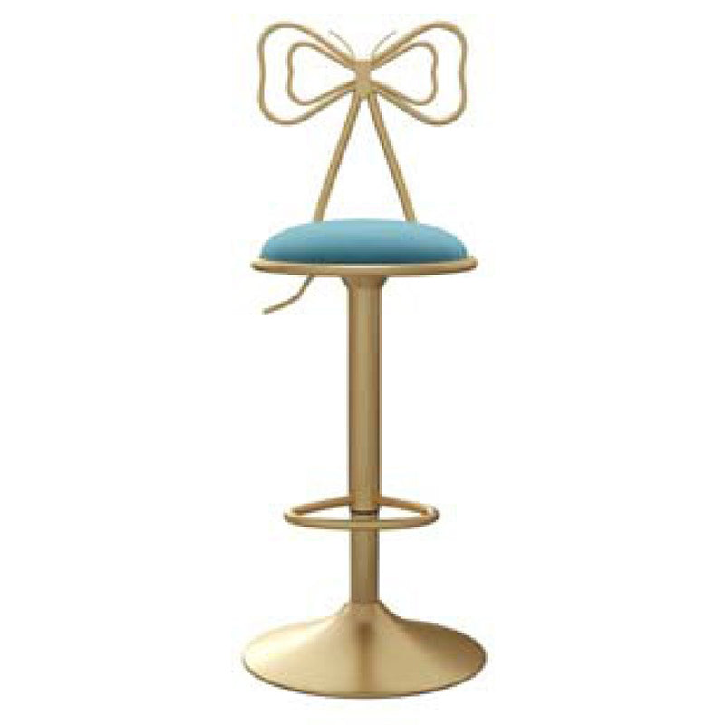 Glam Adjustable Swivel Barstool Matte Finish Velvet Home Stool Light Blue 1 Piece Clearhalo 'Bar Furniture' 'Bar Stools' 'bar_stools' 'furn' 'furn_bar_stools' 'Furniture' 'furniture_bar_stools' 'Kitchen & Dining Furniture' 4910612