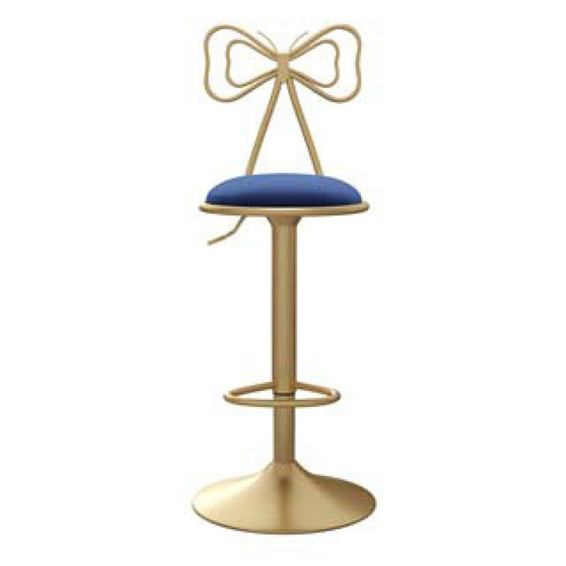Glam Adjustable Swivel Barstool Matte Finish Velvet Home Stool Royal Blue 1 Piece Clearhalo 'Bar Furniture' 'Bar Stools' 'bar_stools' 'furn' 'furn_bar_stools' 'Furniture' 'furniture_bar_stools' 'Kitchen & Dining Furniture' 4910617