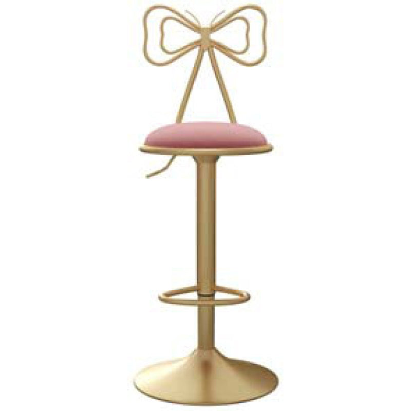 Glam Adjustable Swivel Barstool Matte Finish Velvet Home Stool Rose Bloom 1 Piece Clearhalo 'Bar Furniture' 'Bar Stools' 'bar_stools' 'furn' 'furn_bar_stools' 'Furniture' 'furniture_bar_stools' 'Kitchen & Dining Furniture' 4910621