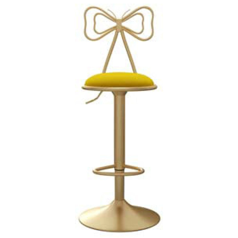 Glam Adjustable Swivel Barstool Matte Finish Velvet Home Stool Golden 1 Piece Clearhalo 'Bar Furniture' 'Bar Stools' 'bar_stools' 'furn' 'furn_bar_stools' 'Furniture' 'furniture_bar_stools' 'Kitchen & Dining Furniture' 4910622