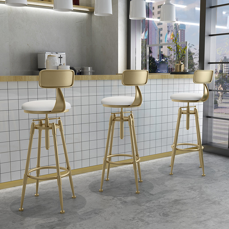 Glam Rotatable Liftable Counter Stool Iron Cashier Bar Stool with Cushion and Pedal Clearhalo 'Bar Furniture' 'Bar Stools' 'bar_stools' 'furn' 'furn_bar_stools' 'Furniture' 'furniture_bar_stools' 'Kitchen & Dining Furniture' 4910624