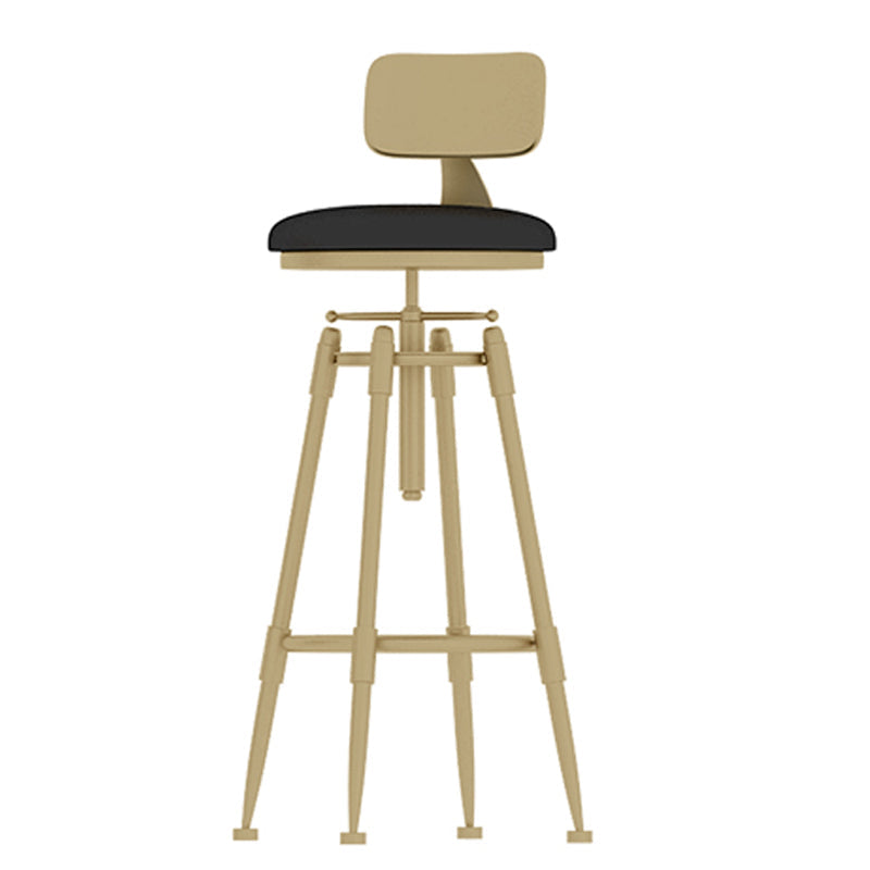 Glam Rotatable Liftable Counter Stool Iron Cashier Bar Stool with Cushion and Pedal Black With Back 1 Piece Clearhalo 'Bar Furniture' 'Bar Stools' 'bar_stools' 'furn' 'furn_bar_stools' 'Furniture' 'furniture_bar_stools' 'Kitchen & Dining Furniture' 4910625