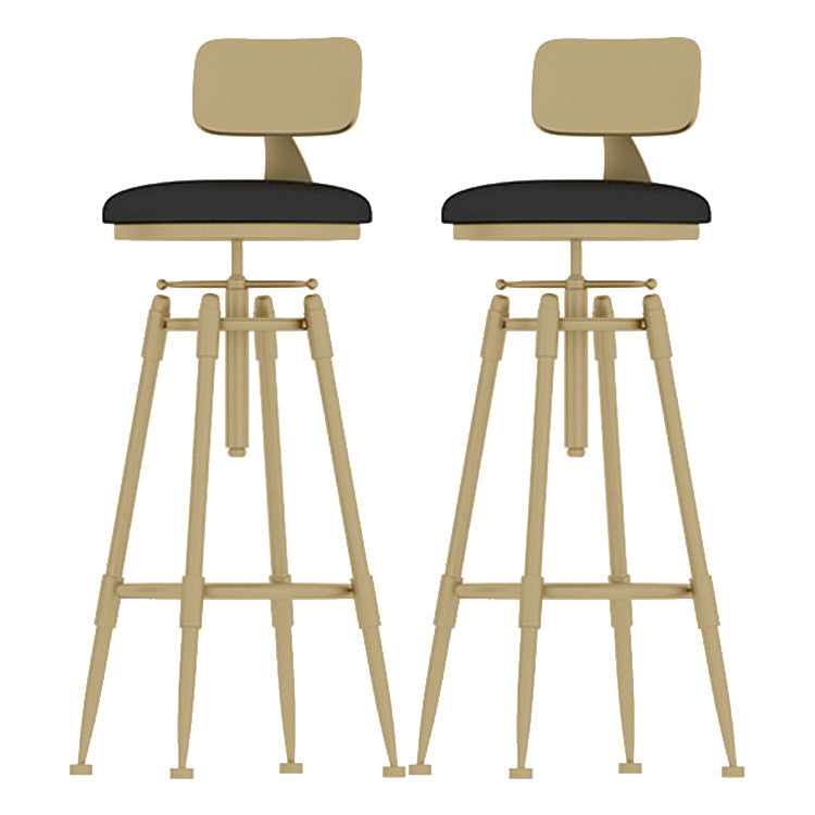 Glam Rotatable Liftable Counter Stool Iron Cashier Bar Stool with Cushion and Pedal Black With Back 2 Piece Set Clearhalo 'Bar Furniture' 'Bar Stools' 'bar_stools' 'furn' 'furn_bar_stools' 'Furniture' 'furniture_bar_stools' 'Kitchen & Dining Furniture' 4910626