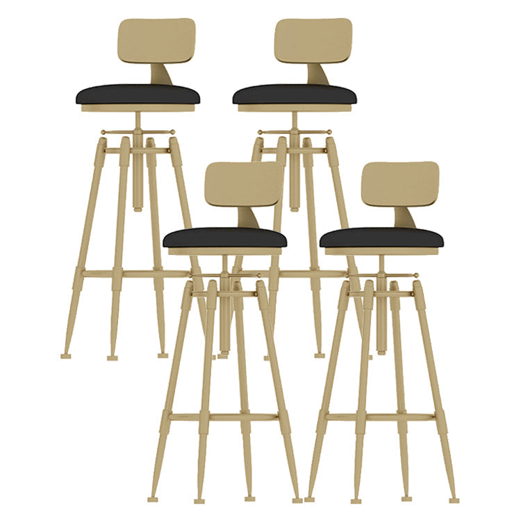 Glam Rotatable Liftable Counter Stool Iron Cashier Bar Stool with Cushion and Pedal Black With Back 4 Piece Set Clearhalo 'Bar Furniture' 'Bar Stools' 'bar_stools' 'furn' 'furn_bar_stools' 'Furniture' 'furniture_bar_stools' 'Kitchen & Dining Furniture' 4910629
