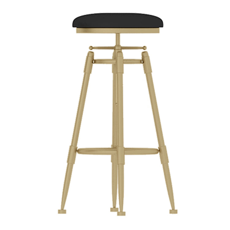 Glam Rotatable Liftable Counter Stool Iron Cashier Bar Stool with Cushion and Pedal Black Backless 1 Piece Clearhalo 'Bar Furniture' 'Bar Stools' 'bar_stools' 'furn' 'furn_bar_stools' 'Furniture' 'furniture_bar_stools' 'Kitchen & Dining Furniture' 4910630
