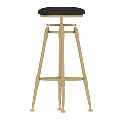 Glam Rotatable Liftable Counter Stool Iron Cashier Bar Stool with Cushion and Pedal Black Backless 1 Piece Clearhalo 'Bar Furniture' 'Bar Stools' 'bar_stools' 'furn' 'furn_bar_stools' 'Furniture' 'furniture_bar_stools' 'Kitchen & Dining Furniture' 4910630