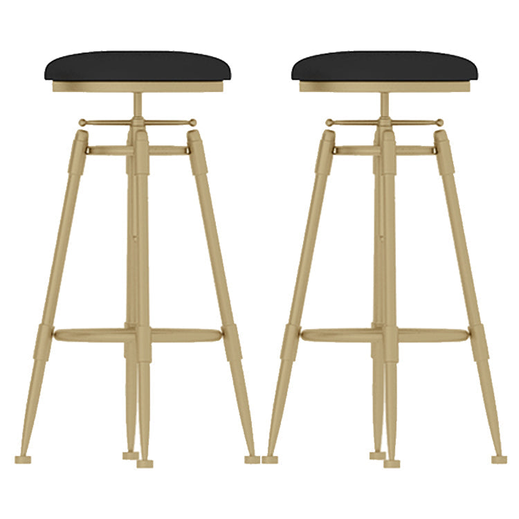 Glam Rotatable Liftable Counter Stool Iron Cashier Bar Stool with Cushion and Pedal Black Backless 2 Piece Set Clearhalo 'Bar Furniture' 'Bar Stools' 'bar_stools' 'furn' 'furn_bar_stools' 'Furniture' 'furniture_bar_stools' 'Kitchen & Dining Furniture' 4910633