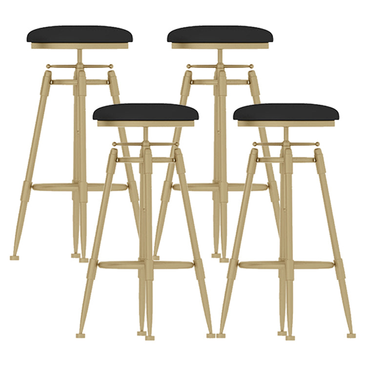 Glam Rotatable Liftable Counter Stool Iron Cashier Bar Stool with Cushion and Pedal Black Backless 4 Piece Set Clearhalo 'Bar Furniture' 'Bar Stools' 'bar_stools' 'furn' 'furn_bar_stools' 'Furniture' 'furniture_bar_stools' 'Kitchen & Dining Furniture' 4910634