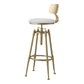 Glam Rotatable Liftable Counter Stool Iron Cashier Bar Stool with Cushion and Pedal White With Back 1 Piece Clearhalo 'Bar Furniture' 'Bar Stools' 'bar_stools' 'furn' 'furn_bar_stools' 'Furniture' 'furniture_bar_stools' 'Kitchen & Dining Furniture' 4910636