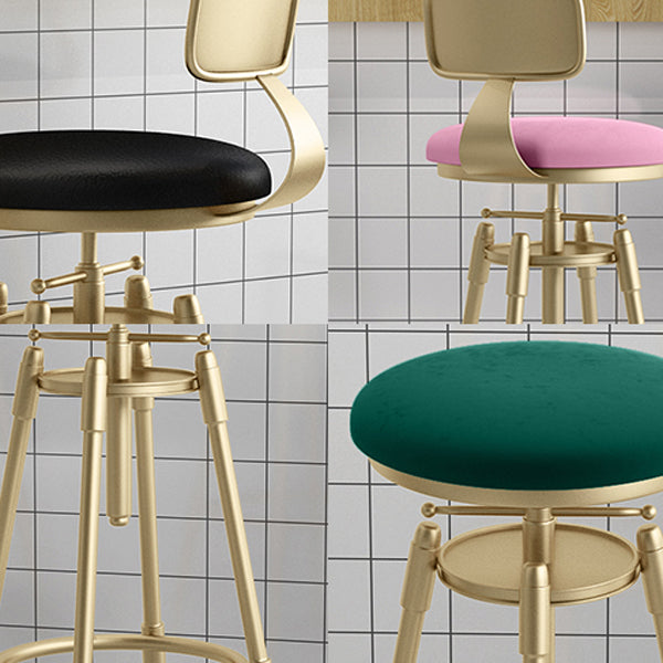 Glam Rotatable Liftable Counter Stool Iron Cashier Bar Stool with Cushion and Pedal Clearhalo 'Bar Furniture' 'Bar Stools' 'bar_stools' 'furn' 'furn_bar_stools' 'Furniture' 'furniture_bar_stools' 'Kitchen & Dining Furniture' 4910637