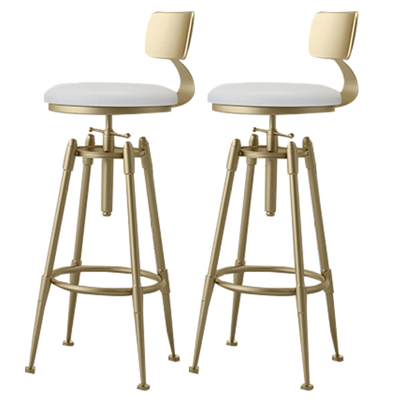 Glam Rotatable Liftable Counter Stool Iron Cashier Bar Stool with Cushion and Pedal White With Back 2 Piece Set Clearhalo 'Bar Furniture' 'Bar Stools' 'bar_stools' 'furn' 'furn_bar_stools' 'Furniture' 'furniture_bar_stools' 'Kitchen & Dining Furniture' 4910639