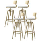 Glam Rotatable Liftable Counter Stool Iron Cashier Bar Stool with Cushion and Pedal White With Back 4 Piece Set Clearhalo 'Bar Furniture' 'Bar Stools' 'bar_stools' 'furn' 'furn_bar_stools' 'Furniture' 'furniture_bar_stools' 'Kitchen & Dining Furniture' 4910641