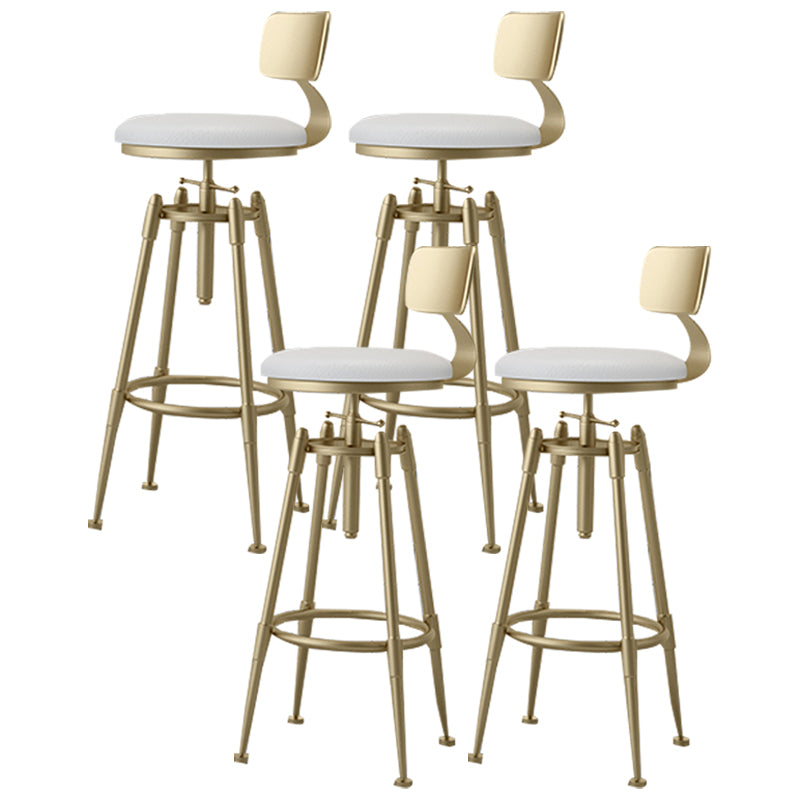 Glam Rotatable Liftable Counter Stool Iron Cashier Bar Stool with Cushion and Pedal White With Back 4 Piece Set Clearhalo 'Bar Furniture' 'Bar Stools' 'bar_stools' 'furn' 'furn_bar_stools' 'Furniture' 'furniture_bar_stools' 'Kitchen & Dining Furniture' 4910641