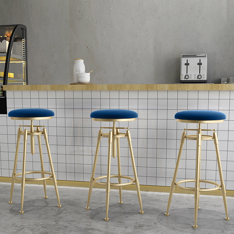 Glam Rotatable Liftable Counter Stool Iron Cashier Bar Stool with Cushion and Pedal Clearhalo 'Bar Furniture' 'Bar Stools' 'bar_stools' 'furn' 'furn_bar_stools' 'Furniture' 'furniture_bar_stools' 'Kitchen & Dining Furniture' 4910642
